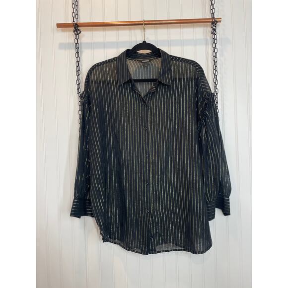 Express and Violet & Claire Black Dotted Blouse & Striped Shirt Bundle Size XL - Picture 9 of 13